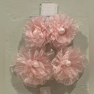 NAKAMOL Made In Thailand Pink Tulle And Pearl Floral Earrings. New with Tags!
